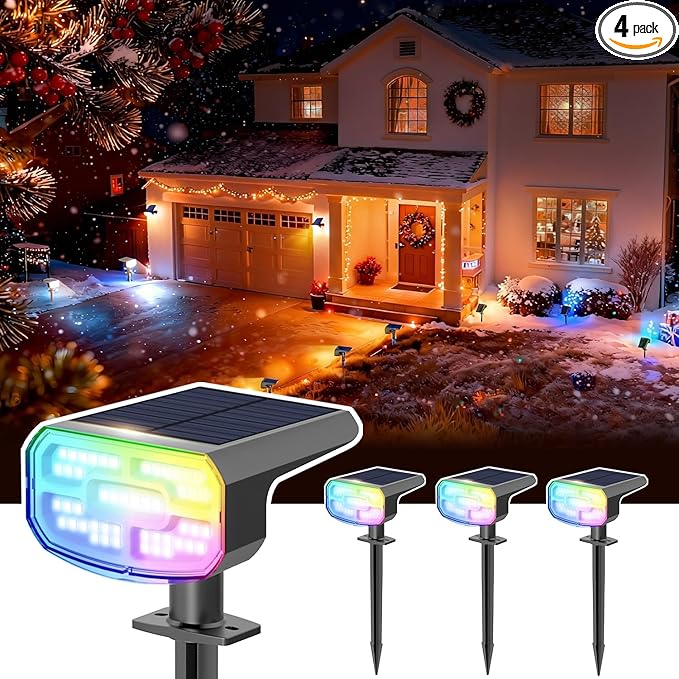 DAMINY Color Changing Solar Spot Lights 9 Lighting Modes, Outdoor Waterproof by DAMINY