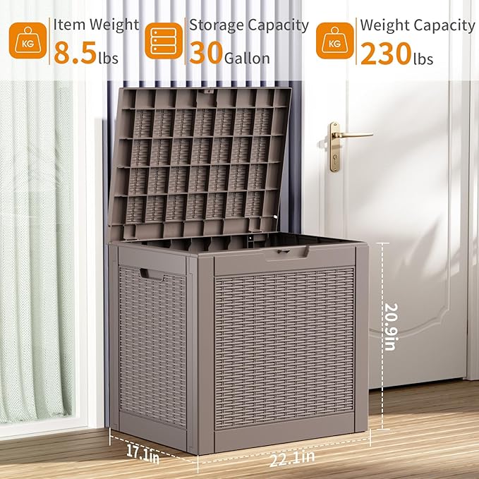EasyUp 30 Gallon Outdoor Deck Box Waterproof, Lager Patio Storage Box Indoor - Image 2