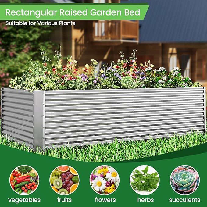 FRIZIONE 2pcs Tall 8x4ft Galvanized Raised Garden Bed Outdoor, Above Ground - Image 4