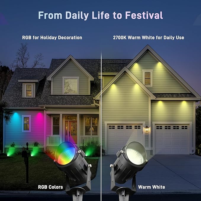 Christmas RGBW Landscape Spotlight, 12W RGBW Color Changing Outdoor Spot Lights - Image 9