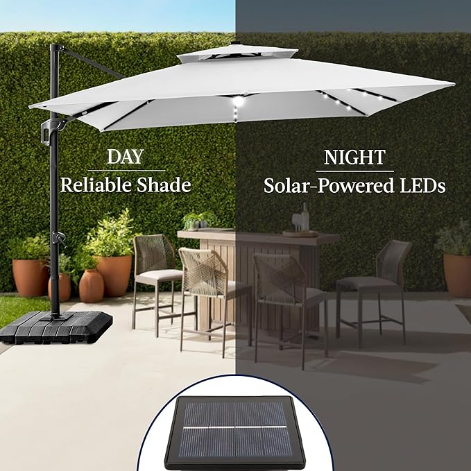 Best Choice Products 12x12ft LED Cantilever Patio Umbrella w/Base Included & - Image 6