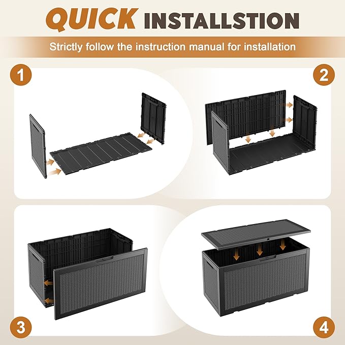 Outdoor Storage Box, Resin Deck Boxes Indoor and outdoor, Waterproof Storage - Image 8
