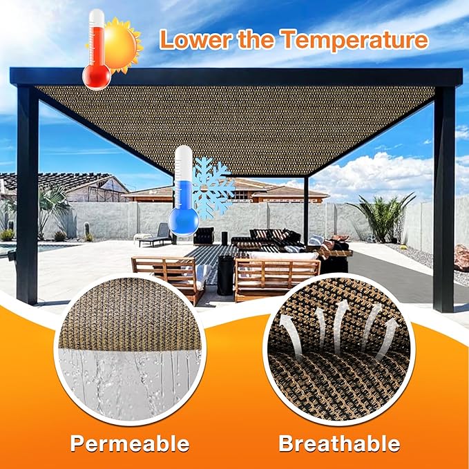 Artpuch Outdoor Pergola Shade Cover 7x14 FT Sun Shade Cloth - Image 4