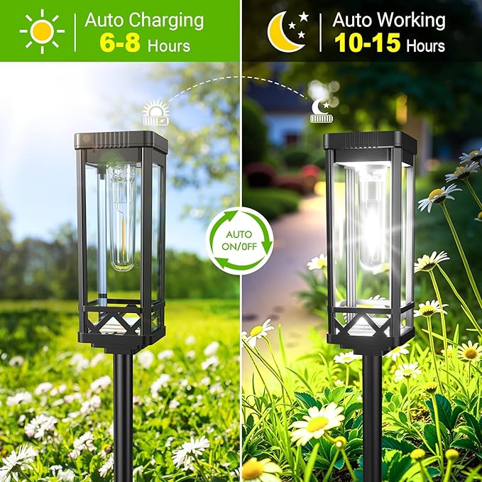 KOOPER Taller Solar Pathway Lights Outdoor, 8 Pack Upgraded Brighter Solar - Image 3