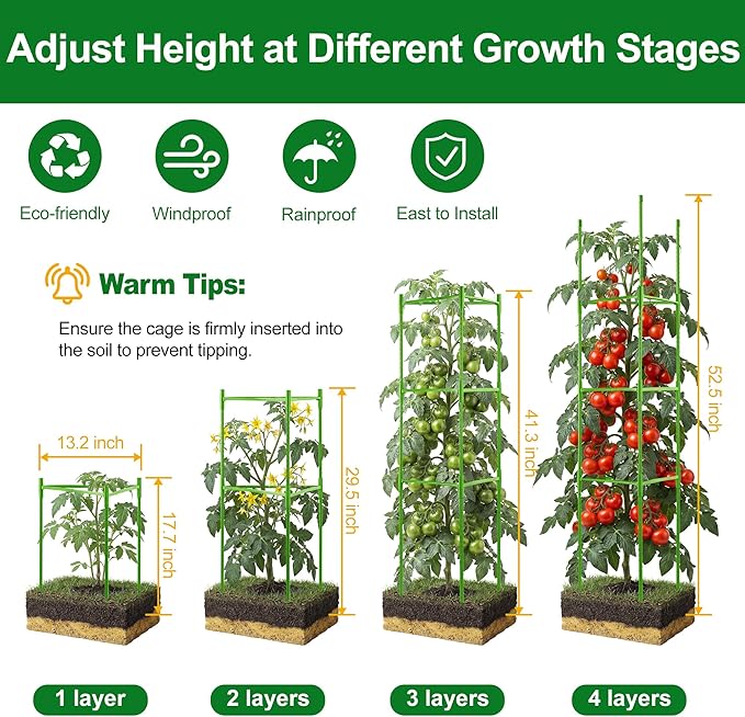 WAENLIR 3-Pack Tomato Cage for Garden, Plant Stakes for Pots, Durable Tomato - Image 3