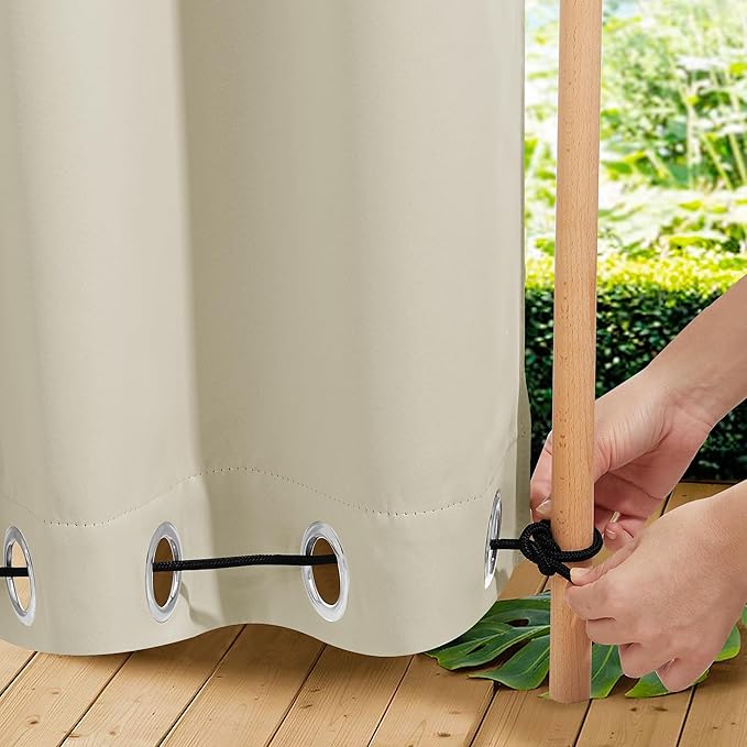 NICETOWN 2 Panels Waterproof Outdoor Curtains Fixed Grommet & Back Tab on Top & by NICETOWN