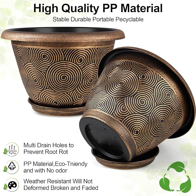 16 Inch Large Planter Pot for Plants Indoor Outdoor, 4 Pack Plastic Flower Pots - Image 5