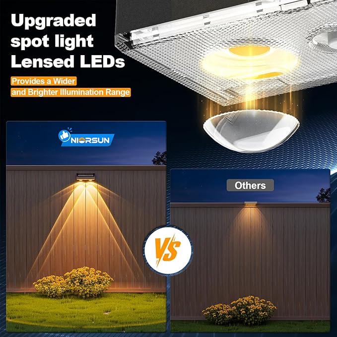 NIORSUN Solar Fence Lights, 12 Pack Deck Light, Led Lights Warm White Outdoor - Image 3
