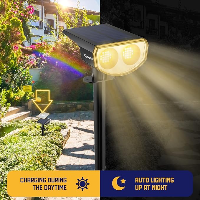 Kyosho Solar Spot Lights Outdoor, IP67 Waterproof 38 LED Solar Powered - Image 7