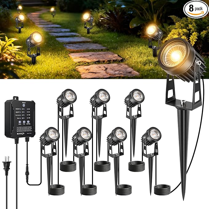 All-in-One Low Voltage Landscape Lighting Kit, 8 Pack Landscape Lights by LightingWill