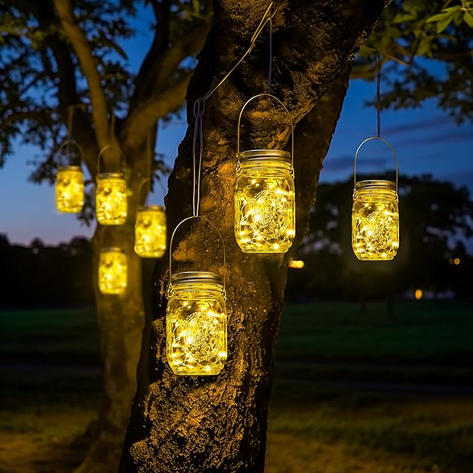 GIGALUMI Solar Mason Jar Lights, 8 Pack 30 Led String Fairy Lights Garden - Image 3
