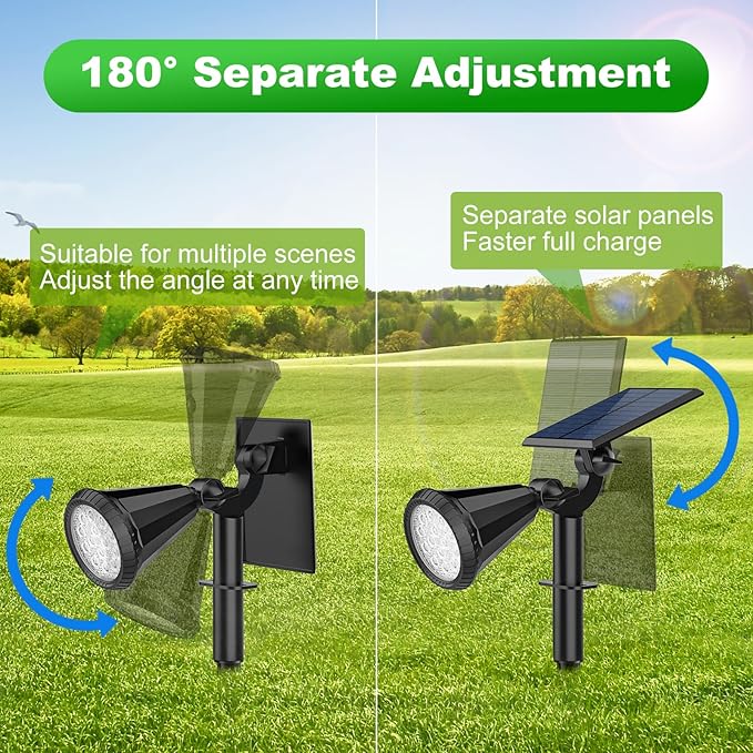 Solar Spot Lights Outdoor Waterproof 180° Adjustable Solar Powered Landscape - Image 2