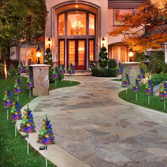 4PCS Solar Christmas Tree Garden Stake Lights Waterproof Christmas Decorations - Image 7