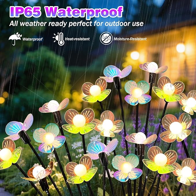 Solar Garden Lights, 6 Pack 36 LED Solar Swaying Flower Light, Waterproof - Image 4
