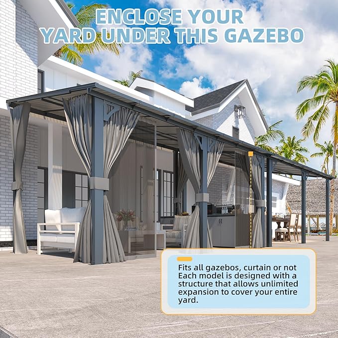 AECOJOY 14' x 8' Gazebo Outdoor Pergola, Hard Top Lean to 8x14 Gazebo - Image 6