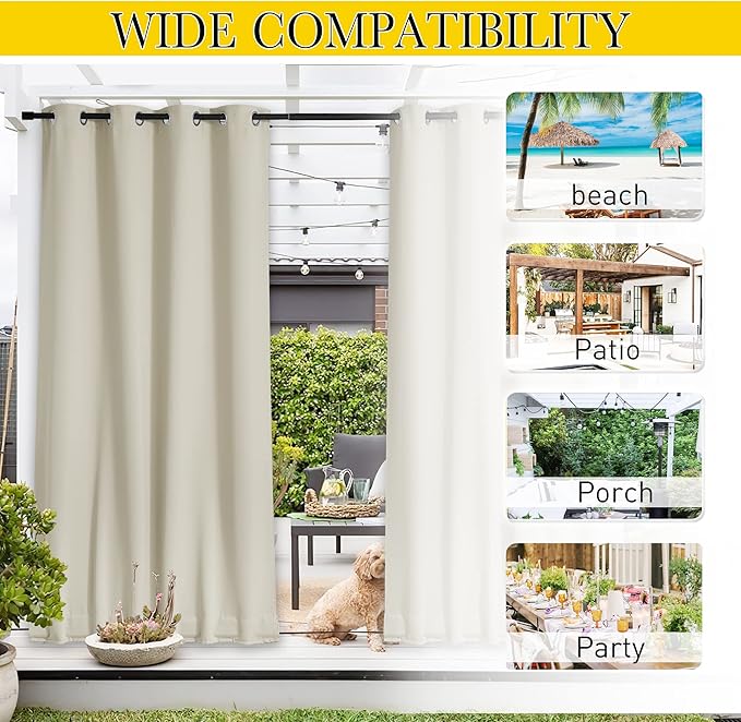 NICETOWN 2 Panels Weighted Outdoor Curtains - Image 6