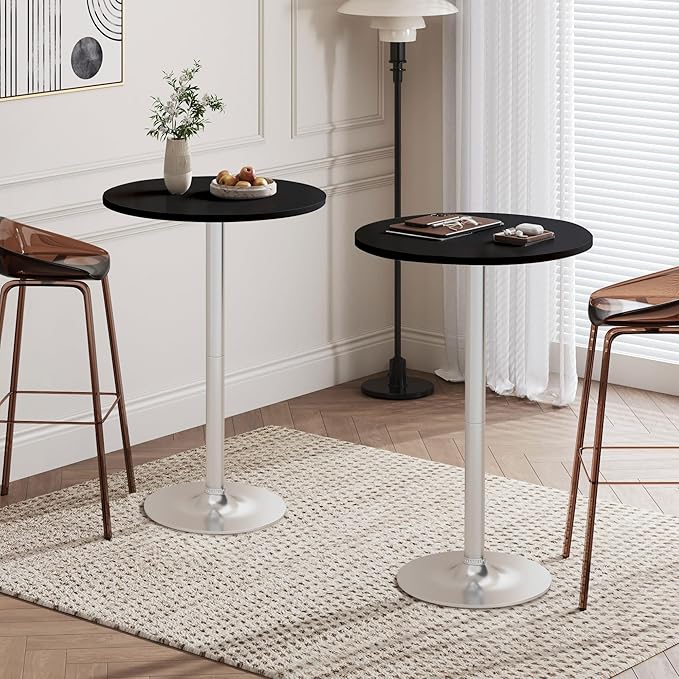 Flamaker Round Bistro Pub Table Modern Style Metal Base MDF Top Cocktail Bar - Image 8