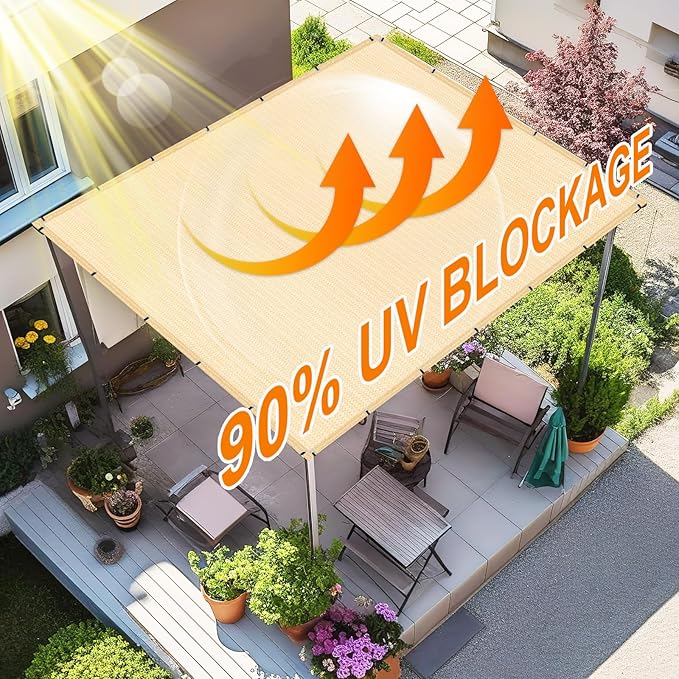Artpuch 90% Sun Shade Cloth, 12 x 12 FT Pergola Shade Cover Canopy - Image 3