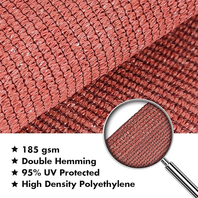 KANAGAWA 10'X18' Rust Red Custom Size Sun Shade Sail Rectangle UV Block Canopy - Image 4
