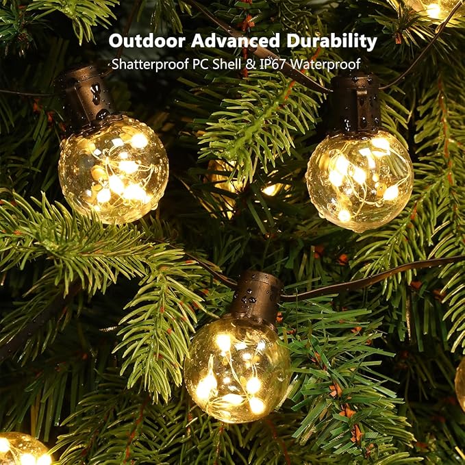 Outdoor String Lights Battery Powered, 22ft 20 LED Bulbs Hanging Patio Lights - Image 5