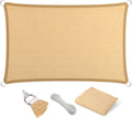 Eden's Decor Straight Flat-Edged Sun Shade Sail Rectangular 8' x 12' Beige by EdensDecorInc