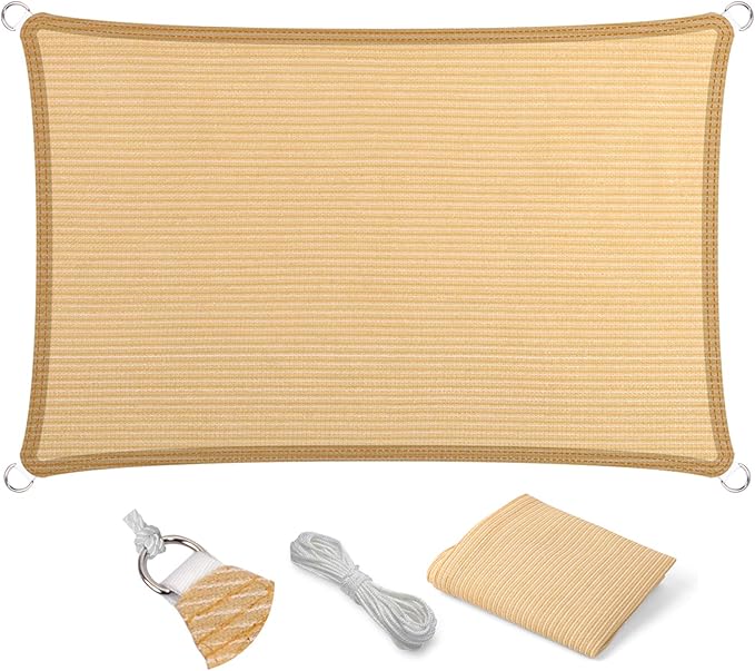 Eden's Decor Straight Flat-Edged Sun Shade Sail Rectangular 4' x 13' Beige by EdensDecorInc