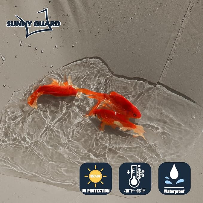 SUNNY GUARD Waterproof Sun Shade Sail 7' x 12' Taupe Rectangle UV Block Sunshade - Image 2