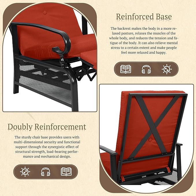 Oakcloud Adjustable Outdoor Lounge Chair Metal Patio Relaxing Recliner Chair - Image 5