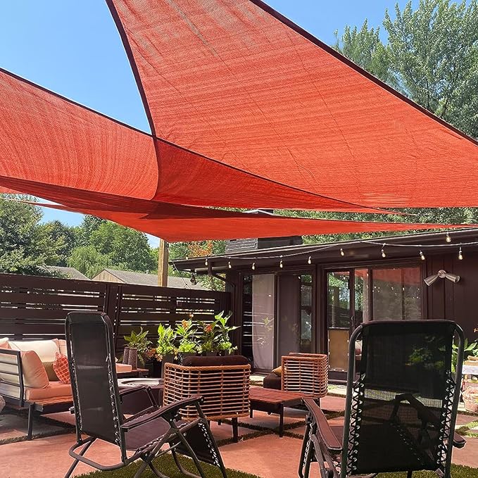LOVE STORY Custom Size 6'x12'x13.4' Terra Red Sun Shade Sail Right Triangle by LOVESTORY