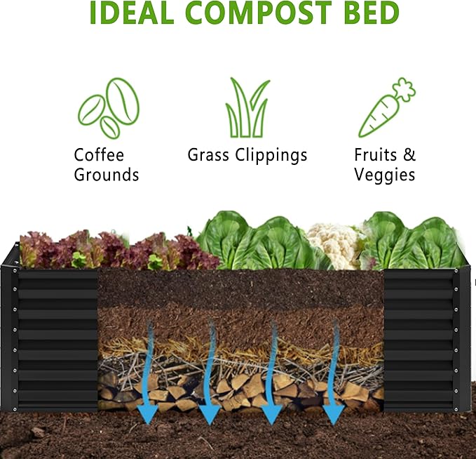 2PCS 8x4x1FT Galvanized Raised Garden Bed, Planter Raised Beds-Metal Garden Box - Image 3
