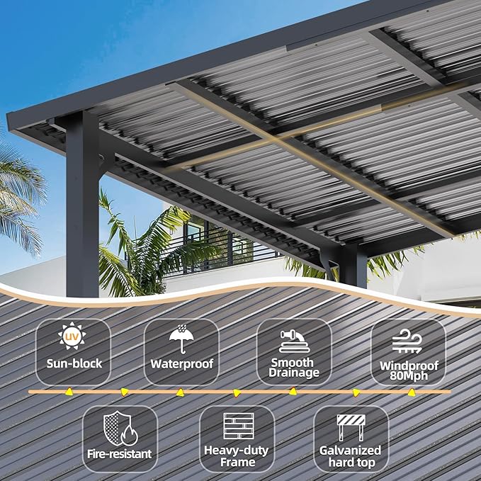 AECOJOY 20' x 12' Outdoor Gazebo Hardtop Pergola - Image 2