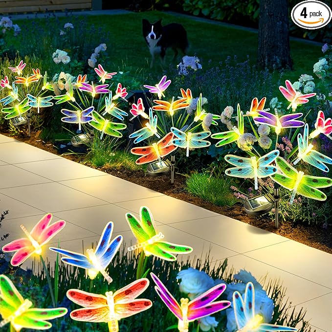 Anordsem Solar Garden Lights Outdoor: 8 Removable Fiber Optic Fabric by Anordsem