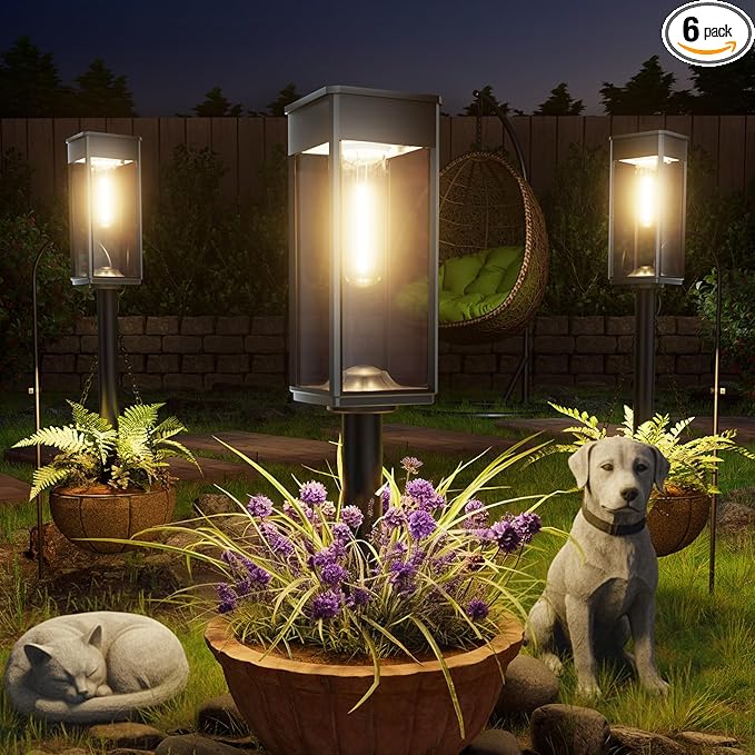 Bright Solar Lights Outdoor, 6 Pack Solar Pathway Lights Outdoor, Auto On/Off by Professionalproductionofsolarlightsoutdoor%EF%BC%9A%EF%BC%89