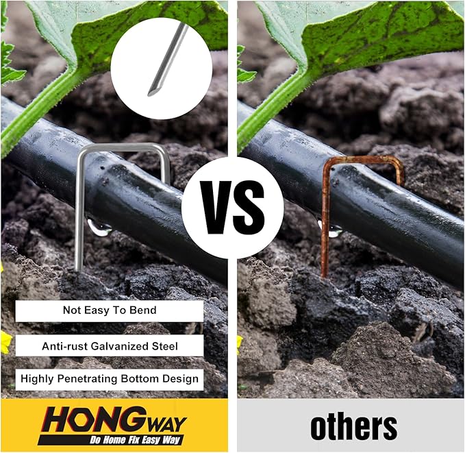 HongWay 100 Pack 6 Inch Landscape Staples, Galvanized Garden Stakes 11 Gauge - Image 5