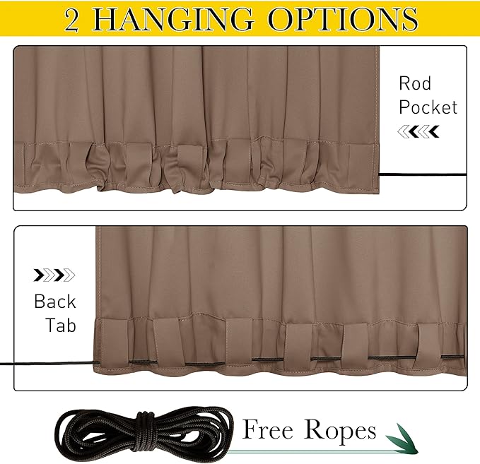 NICETOWN 2 Panels Waterproof Outdoor Curtains Fixed Grommet & Back Tab on Top & - Image 4