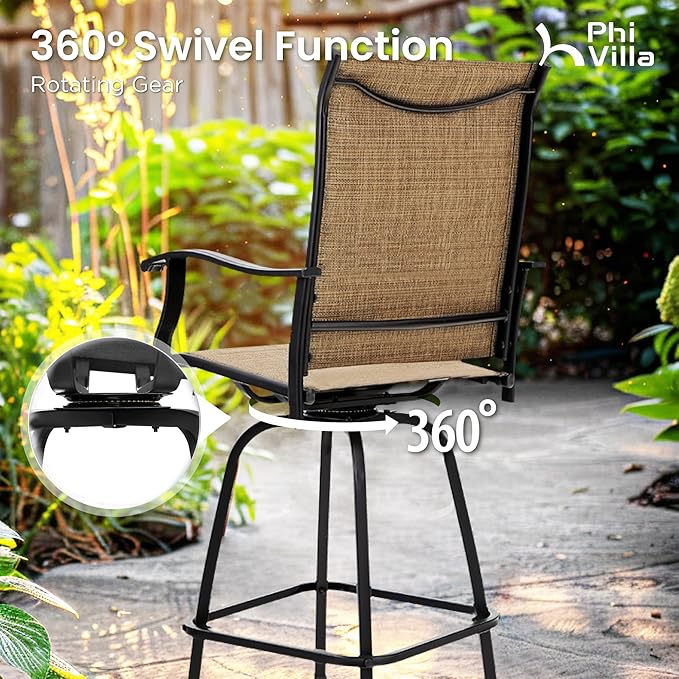 PHI VILLA 7 Piece High Patio Bar Dining Set, Bar Height Outdoor Table and - Image 3