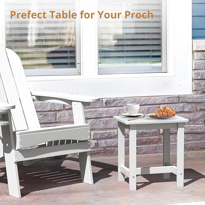 LUE BONA Outdoor Side Table, HDPS Small Outdoor Adirondack Side Tables - Image 2