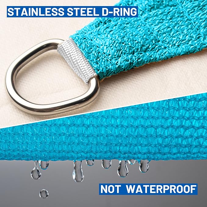 SUNLAX Sun Shade Sail 14' x 17' Turquoise Blue Rectangle Canopy Sail Shade - Image 6