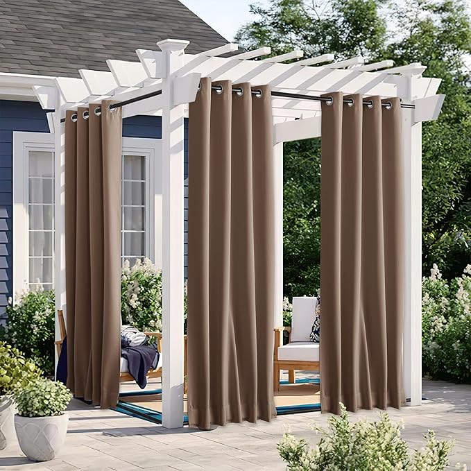 NICETOWN 2 Panels Blackout Waterproof Patio Outdoor Curtains, Top & Bottom - Image 2