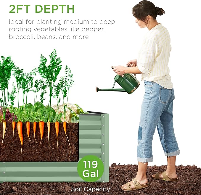 Best Choice Products 4x2x2ft Outdoor Metal Raised Garden Bed, Deep Root Planter - Image 2