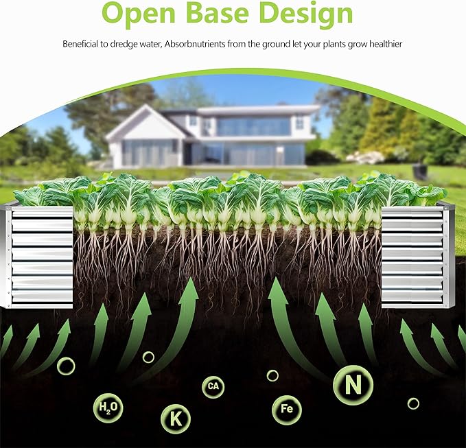 6x3x2FT Galvanized Raised Garden Bed, Galvanized Planter Boxes Outdoor - Image 2