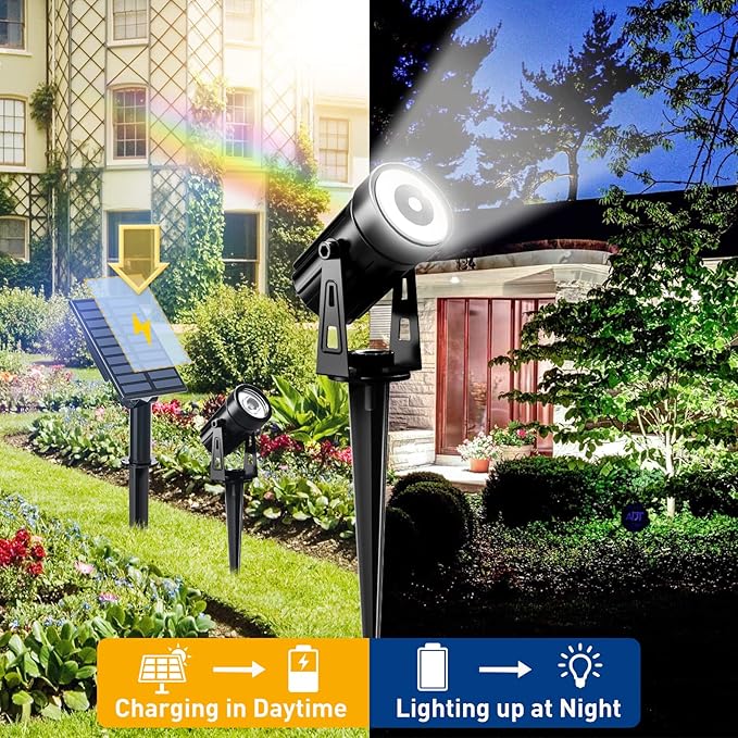 T-SUNUS Christmas Solar Landscape Spotlights White 6000K Metal, Garden Spot - Image 6