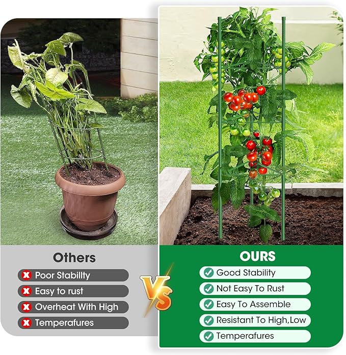 3 Pack Tomato Cages, 51.2in Tomato Plant Support Stakes Heavy-Duty, Garden - Image 6