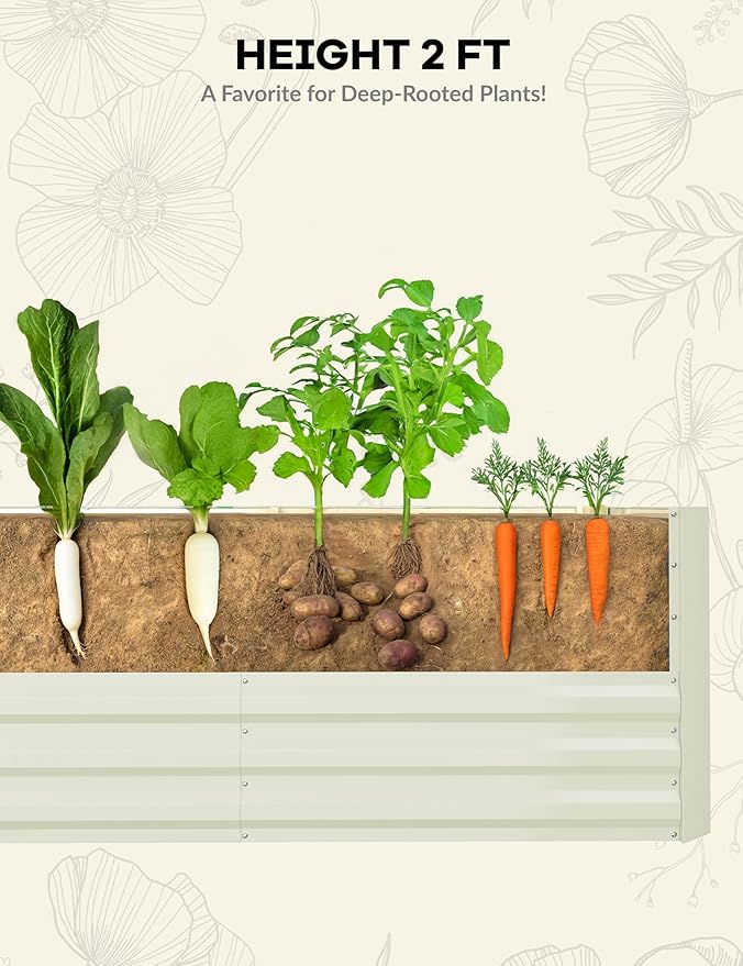 GarveeLife 8x4x2 ft Galvanized Raised Garden Bed, Rust-Resistant Raised Garden - Image 4