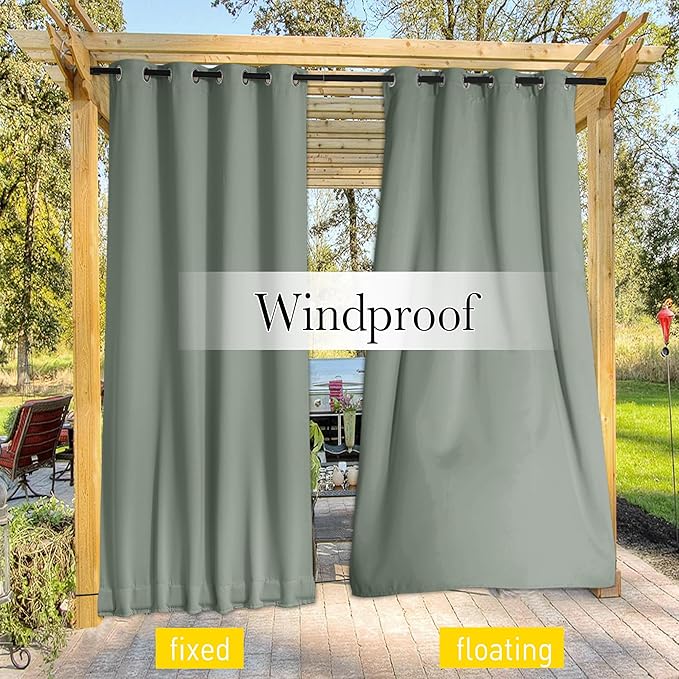 NICETOWN 2 Panels Weighted Outdoor Curtains - Image 3