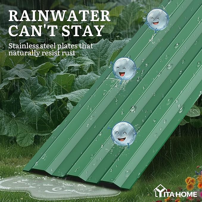 YITAHOME 12x4x1ft Large Raised Garden Bed Kit, Galvanized Metal Planter Box - Image 5