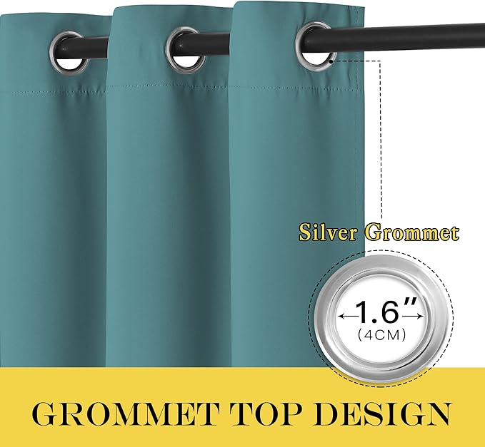NICETOWN Sea Teal Blackout Curtains 84 inch Length, Grommet Top Room Darkening - Image 6