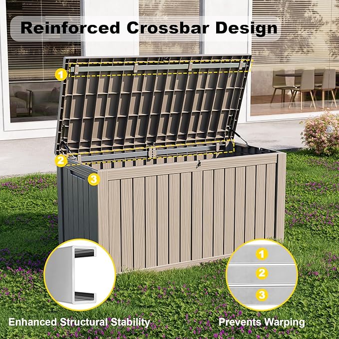 180 Gallon Outdoor Storage Box, Large Resin Deck Box - Image 4