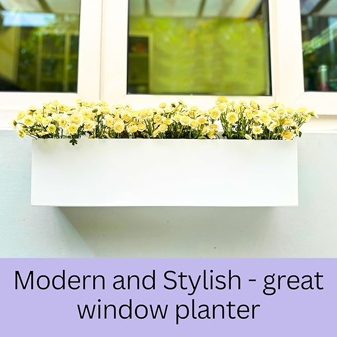 LaLaGreen Wall Planters White Carbon Steel Metal Hanging Flower Pots, Long - Image 3