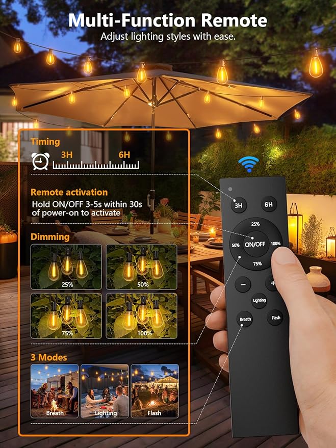 luckystyle 200FT LED Outdoor String Lights - Image 2